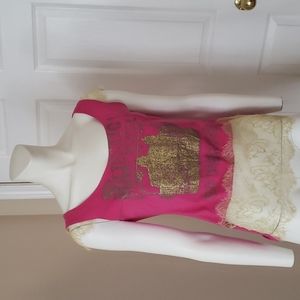 GF Ferre fusia lace trimed top